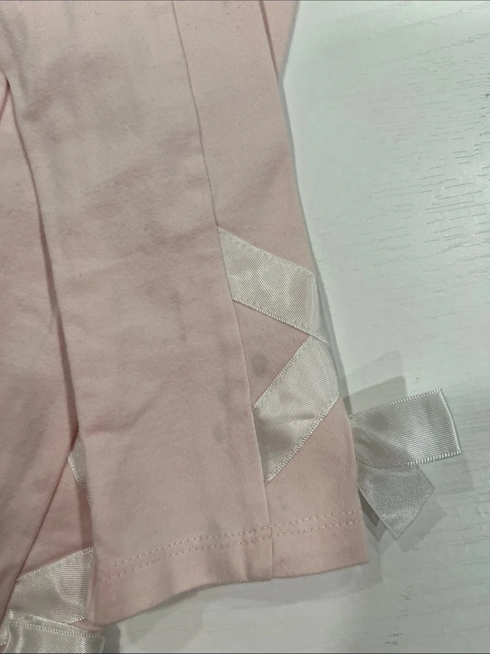 Janie and Jack Pale Pink Leggings with Satin Bows - Picture 5 of 5